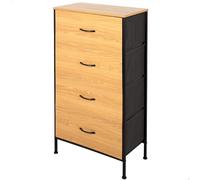 AKTIVE Cassettiera Max Home, 55x30x100 cm, Peso supportato 17 kg, 4 cassetti, Sequoia, Sistema di livellamento, Legno e tessuto, Struttura in metallo, Effetto rovere, Comodino (18445)