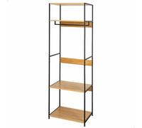 AKTIVE MAX Home - Armadio aperto, 60 x 40 x 175 cm, con appendiabiti e 2 ripiani, in acciaio e legno, max 30 kg, cabina armadio, scarpiera, armadietti camera da letto, scaffali stoccaggio (18431)