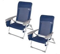 AKTIVE Confezione da 2 sedie da spiaggia piegate piatte, molto compatte, multiposizione, 6 posizioni, con cuscino e tasca, con manici per un facile trasporto, misure 47 x 58 x 87 cm, in alluminio,