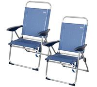 AKTIVE Confezione da 2 sedie da spiaggia pieghevoli, 65 x 60 x 38/96 cm, reclinabile, regolabile 4 posizioni, struttura in alluminio, tessuto textilene, antiribaltamento, max 110 kg, colore blu