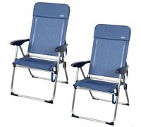 AKTIVE Confezione da 2 sedie da spiaggia pieghevoli, alluminio e textilene, schienale 4 posizioni, portata 110 kg, maniglie di trasporto, colore blu, modello La Palma (85503)