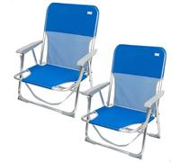 AKTIVE Confezione da 2 sedie da spiaggia pieghevoli, blu, in textilene e alluminio, schienale fisso, 44 x 40 x 72 cm, con maniglia a spalla e fermi antiribaltamento, massimo 100 kg, leggere e