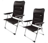 AKTIVE Confezione da 2 sedie pieghevoli deluxe, 5 posizioni, nero, per terrazza, balcone, patio o giardino, 49 x 59 x 105 cm, in alluminio e poliestere imbottiti, antiribaltamento, massimo 110 kg,