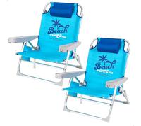 AKTIVE Confezione da 2 sedie pieghevoli multiposizione per spiaggia, giardino, terrazza o campeggio, 5 posizioni, 53 x 58 x 80 cm, con borsa, sottobicchieri, fermaporta ribaltabile, portata 110 kg,