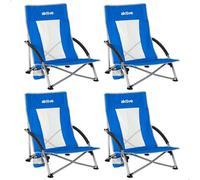 AKTIVE Confezione da 4 sedie pieghevoli da spiaggia, 50 x 51 x 67 cm, struttura in acciaio, tessuto poliestere traspirante, sottobicchiere laterale, borsa da trasporto con maniglia a tracolla, leggere