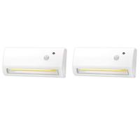 AKTIVE - Lampada da Parete LED Esterna Con Sensore di Movimento, 14,5 x 6,5 x 3,5 cm, Impermeabile, a Batteria (4 AA) (Confezione da 2)