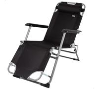 AKTIVE Lettino da giardino pieghevole e reclinabile 3 posizioni Nero, Misure 47x95x75cm, Peso massimo 110Kg, Materiale acciaio e poliestere, Anti-tipper