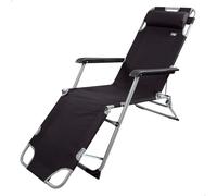 AKTIVE Lettino pieghevole, 177x47x34/85 cm, Nero, 3 posizioni, Cuscino incluso, Antiribaltamento, Tessuto in poliestere, Struttura in acciaio, Supporta 110 kg