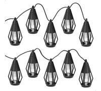 AKTIVE Striscia di luci LED per esterni da giardino, 7 metri, 10 lampadine solari, lanterne 5,5 x 11,5 cm, luce calda, 15 lumen, autonomia di 8 ore, visibilità 10 metri, pannello solare (61160)