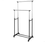 AKTIVE Max Home Appendiabiti regolabile in altezza, 81x44x160 cm, peso massimo 15 kg, con ripiano per scarpe, con ruote, con freno, doppia barra, moderno, minimalista (18805)