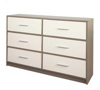 AKTIVE Max Home Comò multiuso per la camera da letto, 6 cassetti in tessuto leggero, 80x30x62 cm, Struttura in acciaio, Piano in legno, Colore grigio/nero, Con sistema di livellamento