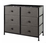 AKTIVE Max Home 18408 - Camera da letto multiuso, 6 cassetti in tessuto leggero, 80 x 30 x 62 cm, telaio in acciaio, piano in legno, colore: Grigio/Nero con sistema di livellamento