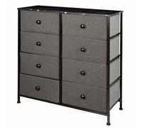 AKTIVE Max Home Comò multiuso per la camera da letto, 8 cassetti in tessuto leggero, 80x30x81 cm, Struttura in acciaio, Piano in legno, Bianco, Con sistema di livellamento