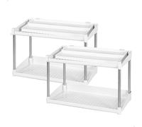 AKTIVE Max Home Confezione 2 organizzatori di spezie a due altezze, Con vassoio estraibile, 37,5x19x25,5 cm, Bianco e grigio, Ganci frontali, Portaspezie, Organizzatore di pentole da cucina (16555)