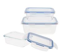 AKTIVE Max Home Confezione da 3 contenitori in vetro ermetici, 1500/800/330 ml, Contenitori per alimenti in vetro, Adatti per congelatore, microonde e forno