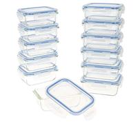 AKTIVE Max Home - Confezione da 12 contenitori ermetici in Vetro, Adatti per microonde, contenitori per Alimenti con Chiusura, 330 ml, coperchi Trasparenti, Contenitore per Alimenti (16532)