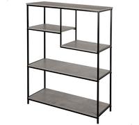 AKTIVE Max Home Libreria fissa asimmetrica, Effetto cemento, 5 ripiani, 75x30x100 cm, Acciaio e MDF, Facile da montare, Robusta, Mobili da soggiorno, Scaffali, Decorativo (18461)