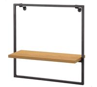 AKTIVE Max Home Scaffale da parete, 35x12x35 cm, Supporta fino a 3 kg, Ripiano effetto rovere, Struttura metallica nera, Per ingressi, camere da letto o salotti (18478)