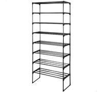 AKTIVE Max Home Scaffale portascarpe, 67x30x160 cm, peso massimo supportato 24 kg, 8 ripiani, organizer, struttura nera, per ingresso, camera da letto, impilabile (18815)