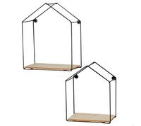 AKTIVE Max Home Set 3 mensole da parete, 20x10x25 cm e 17x10x22 cm, carico massimo 4 kg, decorative, struttura metallica nera, ripiani effetto legno, stile moderno, minimalista (18468)