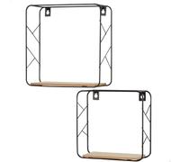 AKTIVE Max Home Set di 2 mensole da parete quadrate 25x25 e 20x20 cm, ripiani in legno e struttura in metallo nero, moderno, massimo 4 kg, decorazione per soggiorno o ufficio (18466)
