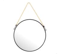 AKTIVE Max Home Specchio da parete, 38 cm, Rotondo, Corda di iuta, Design moderno, Cornice nera, Decorativo, Per ingresso, Camera da letto, Bagno, Stile minimalista, Elegante (18447)