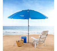 AKTIVE 62273 Ombrellone Spiaggia Antivento Pieghevole Blu Ø200 Con Rivestimento Argento e Protezione UV 50 Paravento