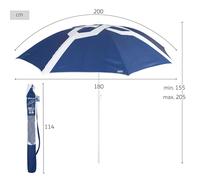AKTIVE Ombrellone da spiaggia 200 cm, 8 montanti, blu e bianco, protezione UV50, asta in acciaio inclinabile e regolabile in altezza, leggero e rimovibile, rivestimento con tracolla inclusa (62424