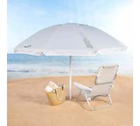 AKTIVE Ombrellone da spiaggia, UV50, misura D 200 cm, beige, protezione UV50, tessuto Oxford, asta in alluminio 28/32 mm, 8 stecche, inclusa custodia per il trasporto con maniglia a tracolla (62488)