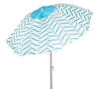 AKTIVE Ombrellone da spiaggia antivento 220 cm, 8 aste in fibra di vetro, design onde da spiaggia, ventilazione superiore, protezione UV50, manico inclinabile in acciaio, 28/32 mm, custodia inclusa
