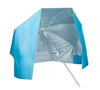AKTIVE Ombrellone da spiaggia antivento 8 aste 200 cm blu 2 in 1, convertibile in riparo, manico in alluminio inclinabile, protezione UV50, tasche di sabbia, ventilazione e custodia per il trasporto