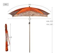 AKTIVE Ombrellone da spiaggia stella marina, 200 cm, fotorealista, manico in acciaio, inclinabile e regolabile in altezza, tessuto poliestere, protezione UV40, ombrelloni grandi, custodia per il