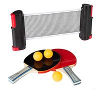 AKTIVE Ping Pong Set, 2 racchette da tennis da tavolo, rete portatile, palline, Ø40 cm, giochi all'aperto, rete regolabile, 165 cm, tavolo da ping-pong (54121)