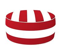 AKTIVE Pouf gonfiabile, pouf da esterno, poggiapiedi gonfiabile, Ø53x23 cm, motivo a strisce rosse, tessuto impermeabile, portata 100 kg, arredo da giardino per esterni