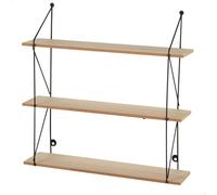 AKTIVE Scaffale da parete Max Home, 50x12x49 cm, Peso massimo 6 kg, 3 ripiani, A libera installazione, Struttura in metallo nero, Effetto legno naturale, Per soggiorno, corridoio (18471)