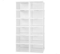 AKTIVE Scatole per scarpe in plastica Max Home, set di 12 contenitori, 23x33,5x14,5 cm, impilabili, antiribaltamento, fino a T.44, trasparenti, Scatola per scarpe in plastica (112549)