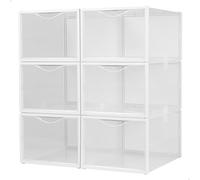 AKTIVE Scatole per scarpe in plastica Max Home, Set di 6 contenitori, 25x35x18,5 cm, impilabili, antiribaltamento, fino a T.46, trasparenti, Scatola per scarpe in plastica (16551)