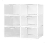 AKTIVE Scatole per scarpe in plastica Max Home, Set di 6 portaoggetti, 23x33,5x14,5 cm, impilabili, antiribaltamento, fino a T.44, trasparenti, Scatola per scarpe in plastica (16548)