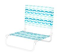 AKTIVE Sedia bassa pieghevole spiaggia con schienale, struttura in acciaio, seduta in poliestere, leggera e resistente, 47 x 48 x 50 cm, portata 110 kg, stampa blu (62411)