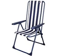 AKTIVE Sedia da giardino pieghevole, sedia multiposizione, 5 posizioni, misure 46x59x101 cm, design nautico con strisce bianche e blu, con fermi antiribaltamento, Graden