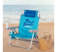 Aktive Sedia da spiaggia pieghevole 5 posizioni Alluminio/Textilene Blu 53x58x80 cm