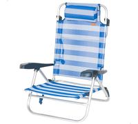 AKTIVE Sedia da spiaggia pieghevole, 8 posizioni, 48 x 49 x 82 cm, include cuscino imbottito, maniglie per il trasporto, supporta 110 kg, sedie con schienale reclinabile, multiposizione (62666)