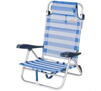 AKTIVE Sedia da spiaggia pieghevole, a righe, textilene e alluminio, 47 x 49 x 82 cm, 8 posizioni, 110 kg, 2,52 kg