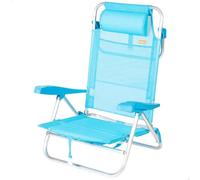 AKTIVE Sedia da spiaggia pieghevole, caraibica, azzurro, tessile e alluminio, 47 x 49 x 82 cm, 8 posizioni, schienale alto, 110 kg