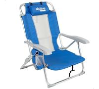 AKTIVE Sedia da spiaggia pieghevole e reclinabile 7 posizioni, Misure 49x56x78 cm, Con tasche, rete traspirante e cuscino, Blu e grigio, Antiribaltamento, Materiale alluminio, Max. 110 kg (62656)