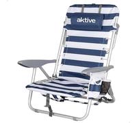 AKTIVE Sedia da spiaggia pieghevole e reclinabile con 4 posizioni. Strisce blu e bianche, Dimensioni 50x45x76cm, Peso massimo. 110 kg, materiale poliestere, antiribaltamento, sedie da spiaggia (62286)