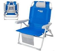 AKTIVE Sedia da spiaggia pieghevole e reclinabile con 5 posizioni, seduta e altezza XXL, portatile e pieghevole 55x66x86 cm, include cuscino, 1 tasca