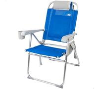 AKTIVE Sedia da spiaggia pieghevole e reclinabile, resistente al peso, sedia pieghevole portatile, 47x63x99 cm, include cuscino, borsa a rete e tasca laterale, sedie da spiaggia (62631)