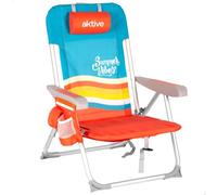 AKTIVE Sedia da spiaggia pieghevole, multicolore, 48 x 58 x 76 cm, multiposizione (62509)