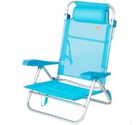 AKTIVE Sedia da spiaggia pieghevole, multiposizione, 8 posizioni, tessile e alluminio, blu, 47 x 49 x 82 cm, 110 kg, schienale alto imbottito